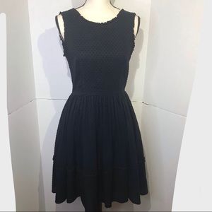 Jill Stuart Black Dot Ruffle Low Back Dress Size 6